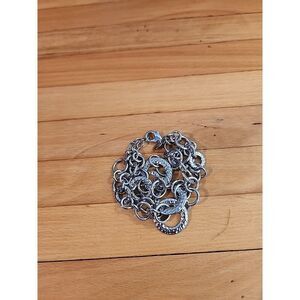 Signed LIA SOPHIA Large Multi-Loop Chain Charm Bracelet Silver Plate Chunky